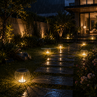 Lampes solaires de jardin LED IP65 à haute conversion et forme unique, blanc chaud, étanches pour l'aménagement paysager extérieur et les pelouses.