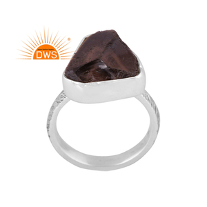 Handmade Oxidized Sterling Silver Natural Smoky <b>Quartz</b> Gemstone Stackable <b>Ring</b> Custom Jewelry For Women Gift For Her - Product Image 1