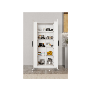 Armoire de cuisine multifonctionnelle Aeka VEZIR avec panneaux blancs, 15 étagères, couvercles, roulettes, gain de place, design moderne et luxueux - Product Image 2