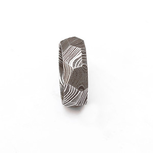 Jexmoo Bague en acier damas personnalisée faite à la main avec boîte à bagues Cadeau parfait pour papa mari petit ami Support OEM pour la personnalisation - Product Image 4