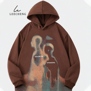 LEECHENG Sweat à capuche pour homme Premium Artistic Abstract Print Sweatshirt Soulmates Strangers Graphic Streetwear Fashion Hooded Collar - Product Image 1