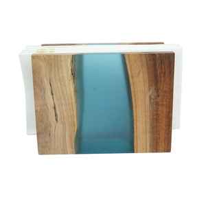 Servilletero de Madera de la Más Alta Calidad, Cuadrado y Redondo, de Resina Azul, Accesorios para Mesa, Dispensador de Servilletas y Organizador para Oficina y Restaurante - Product Image 3