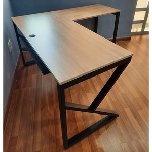 Bureau en L minimaliste Kconcept HBKC038 140x140cm en contreplaqué avec pieds en fer pour mobilier de bureau - Product Image 5
