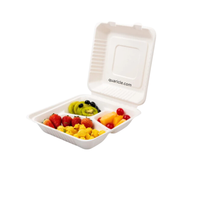 Emballage alimentaire en canne à sucre biodégradable avec logo personnalisé, boîte à salade jetable blanche 9x9 8x8 100% écologique