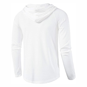 Sweat-shirt à capuche blanc uni, style streetwear minimaliste, avec cordons de serrage ajustables - Product Image 2