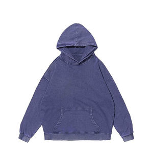 Sudadera con capucha de lavado ácido Vintage de peso pesado para hombre, logotipo personalizado de talla grande, superventas, Boxy Fit, longitud corta bordada en relieve - Product Image 1