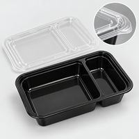 Boîte à lunch rectangulaire jetable de qualité alimentaire à 2 compartiments, compatible micro-ondes, pour les plats à emporter des restaurants