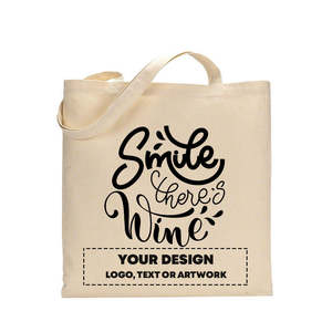 Bolsas de Tela de Algodón con Diseño de Sonrisa y Vino, Colección Bodega - Product Image 2