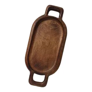 Luxury Natural Dark Brown Oval-Shaped Mango Wood Serving Tray <b>Large</b> Bulk Supply Rounded Edge Home Kitchen Hotel-Wholesale Rate - Product Image 1