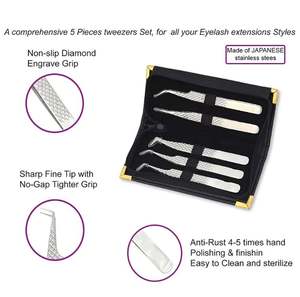 ชุดแหนบต่อขนตาคุณภาพสูง ผิวเงาแบบกระจก ปลายโค้ง ตรง และแหลม พร้อมซองหนัง PU - Product Image 4