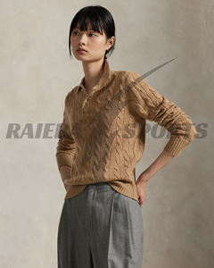 Pull décontracté d'hiver pour femme, de très haute qualité, à boutons sur le devant, col personnalisé, 100% laine, anti-boulochage, respirant - Product Image 2