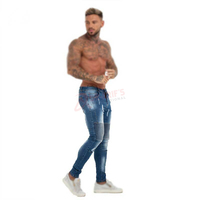 Dar Kesim Hip Hop Sokak Modası Kot Pantolon Erkek 2025 Slim Fit Yırtık Esnek Denim Büyük Beden Mavi Eskitme Efekti Elastik Taşlanmış Perçinli