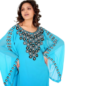 2022 Dubai hermoso diseño marroquí vestido para adultos tradicional rojo Farasha Kaftan trabajo hecho a mano cuentas de piedra 2022 Dubai rojo tradicional - Product Image 1