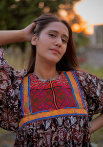 Robe pour femmes, décontractée, manches courtes, col en V, robes maxi pour femmes, imprimées à la main, en coton pur, robe de soirée de mariage - Product Image 4