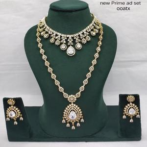 Nouveauté, collier et boucles d'oreilles de mariée vintage plaqué or classique Prime AD, émeraude pour femmes, fête, mariage, haute qualité - Product Image 4