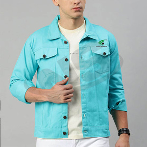 Stylish Winter <b>Denim</b> <b>Jacket</b> for Men Custom Made Polyester/Cotton Outerwear Solid Color <b>Lightweight</b> Durable Fashionable Front - Product Image 4