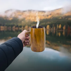 Taza de Madera Premium para Uso Diario de Agua y Bebidas, Taza de Madera Hecha a Mano con Acabado Natural para Decoración Rústica de Mesa - Product Image 2