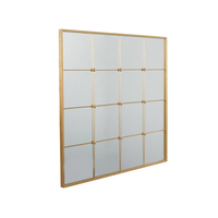 Best Selling Custom Designed Gold Metal Window Pane Inspired Wall Mirror Newly Arrival Living Room Decor with Glass Material