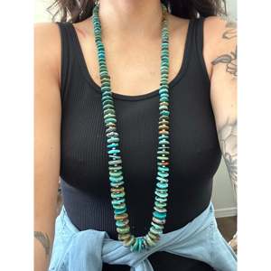 Navajo Strung Royston <b>Turquoise</b> & Sterling Silver <b>Beaded</b> Necklace with Freshwater Pearls - Product Image 3