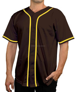 Premium 100% Polyester <b>Men's</b> 180g Baseball Jersey Button Down T <b>Shirt</b> Hip Hop Sports Uniform - Product Image 1