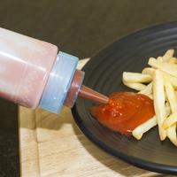 Bouteille à presser en plastique transparent rechargeable à large bouche de 450ml de style américain Ketchup de qualité alimentaire Huiles de mayonnaise BBQ Sauces d'assaisonnement