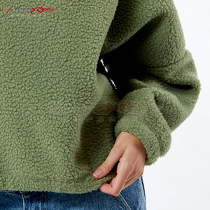 <b>Women's</b> Winter Sherpa Fleece Sweatshirt Loose Design and Drop Shoulder Style Printed Woven Fabric for Autumn - Product Image 2