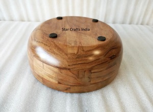 Madera de Acacia natural con esmalte impreso dentro del cuenco, venta al por mayor, cuenco para servir ensaladas, cuenco indio de arroz y sopa de tamaño personalizado - Product Image 3