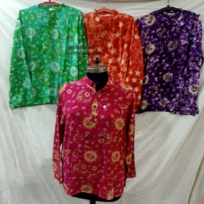 Вискозные печатные рубашки унисекс kurta из искусственного шелка с принтом kurta из Индии