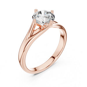 Anillo de Oro Amarillo de 14K con Diamante Redondo Cultivado en Laboratorio para Mujer |   Anillo de Oficina |   Diamante Cultivado Nuevo - Product Image 3