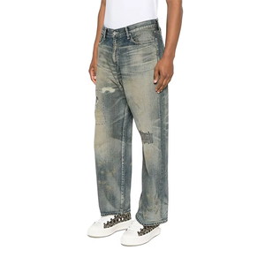 Cotton Baggy <b>Jean</b> Custom Streetwear Acid Wash Oversize Vintage Denim Pants Straight Baggy Rhinestone <b>Jeans</b> Loose Fit for Men - Product Image 3
