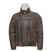 Blouson Bomber Homme Grande Taille Sur Mesure en Cuir de Mouton avec Col en Fourrure de Renard, Fermeture Éclair, Tricoté Respirant – Meilleure Vente Hiver