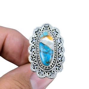 Boho Style 925 Sterling Silver Turquoise Gemstone Ring Bijoux Bague En Argent À La Main Bijoux Pour Femmes Cadeau De Mariage Pour Elle - Product Image 1