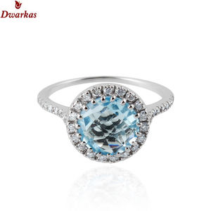 High gemstone quality fashion <b>jewellery</b> 925 sterling silver <b>blue</b> topaz CZ multi stone halo rings for women wedding parties gift - Product Image 5