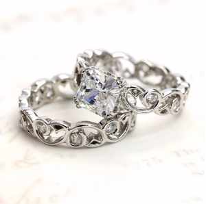 ชุดแหวนแต่งงานโมอิส1.50CTW เงินสเตอลิง925สำหรับเบาะตัดเป็นชิ้นเล็กๆแนววินเทจเข้าคู่แหวนแต่งงานปาร์ตี้ IGI - Product Image 2