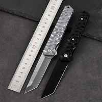 Couteau de survie pliable tactique de camping à lame en aluminium oxydé noir