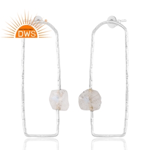 Hot Selling 925 Sterling Silver Natural Rainbow <b>Moon</b> Gemstone <b>Earring</b> Custom Jewelry For Women Gift For Her - Product Image 3