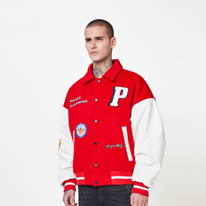 Vestes d'université à rayures latérales pour hommes à la mode Veste à fermeture éclair Patchwork ample à col montant personnalisé - Product Image 2