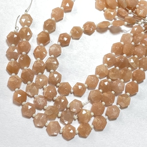 Perles en forme d'hexagone à facettes de pierre de lune de pêche, perles de fantaisie de pierres précieuses naturelles de 8MM, magasin de perles en gros - Product Image 5