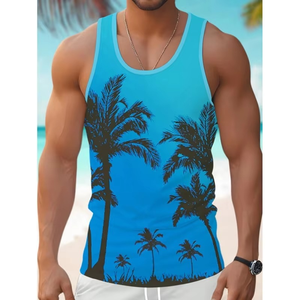 Printed Coconut Tree <b>Tank</b> <b>Tops</b> For Men Colorful Gradient Pattern Tees Summer <b>Loose</b> Vacation Street Sport <b>Tops</b> Round Neck Vest - Product Image 4