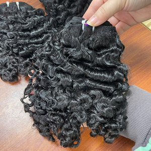 Cheveux humains vietnamiens bruts de haute qualité Double dessiné un donneur trame naturelle birmane Extension de cheveux bouclés trame dentelle avant perruque - Product Image 4