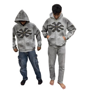 Sudaderas con Capucha de Invierno de Primera Calidad, 100% Algodón, Estampado DTG, con Cierre y Detalles Desgastados, Efecto Lavado Vintage, para Hombre - Product Image 3