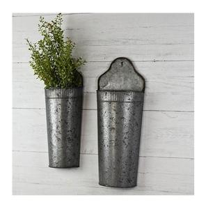 Panier de fleurs mural en métal galvanisé de conception verticale, support de Pot, Pot de fleurs mural rond en fer forgé à l'air - Product Image 1