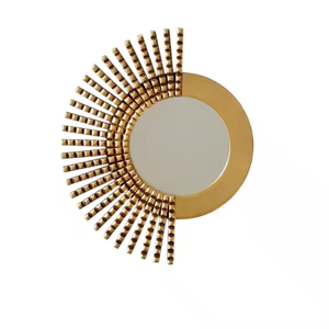 Espejo de pared de metal para el hogar, arte de pared de boda, diseño de hoja elegante moderno, espejo decorativo redondo para montaje en pared - Product Image 5