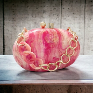 Lujoso bolso de mano de resina con patrón de mármol con cadena hecho a mano monederos de mujer para fiestas y bodas precio al por mayor - Product Image 3