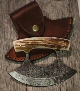 Cuchillo Cortador de Pizza Industrial de Acero Inoxidable Hecho a Mano al por Mayor, Herramienta Personalizada para Cortar Pizza con Mango de Asta y Funda de Cuero - Product Image 2