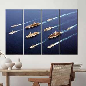 ภาพพิมพ์บนผ้าใบลายกองเรือทหารเรือ: ภาพพิมพ์เรือรบสำหรับตกแต่งสำนักงาน,4P: ภาพพิมพ์แบบห่อหุ้ม - Product Image 1