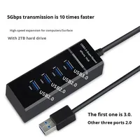 Hub USB 3.0 de Alta Velocidad con 4 Puertos, Divisor, Extensor y Adaptador para Computadora, Compatible con 2.0, en Stock