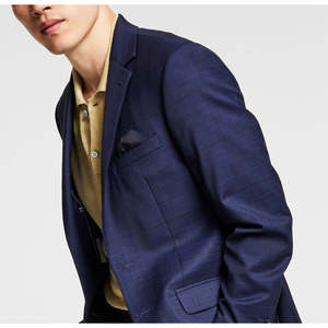 Giacca da Completo Blu da Uomo Bar III, Vestibilità Slim, Resistente alle Pieghe, in Lana, Taglia 44 - Solo Giacca - Product Image 2