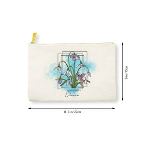 Trousse de Maquillage Personnalisée Extra Large en Toile, Écologique et Durable, avec Fermeture Éclair et Logo Personnalisé, Pliable, Motif Fleur de Naissance, Cadeau pour Elle - Product Image 5