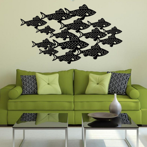 Ak – revêtement en poudre de poissons noirs en laiton, finition métal, Art mural pour Art mural décoratif en métal fait à la main - Product Image 1